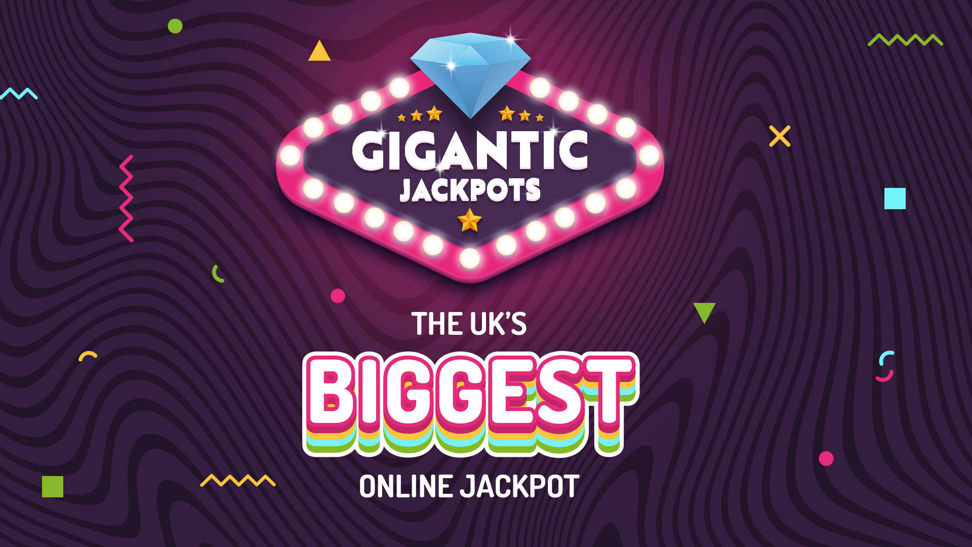 Gigantic Jackpots game on a phone with falling coins and sevens, promoting a Jackpot win.