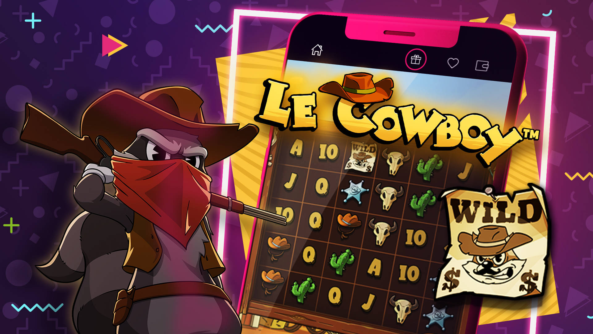 'Le Cowboy' slot game featuring a cowboy character.