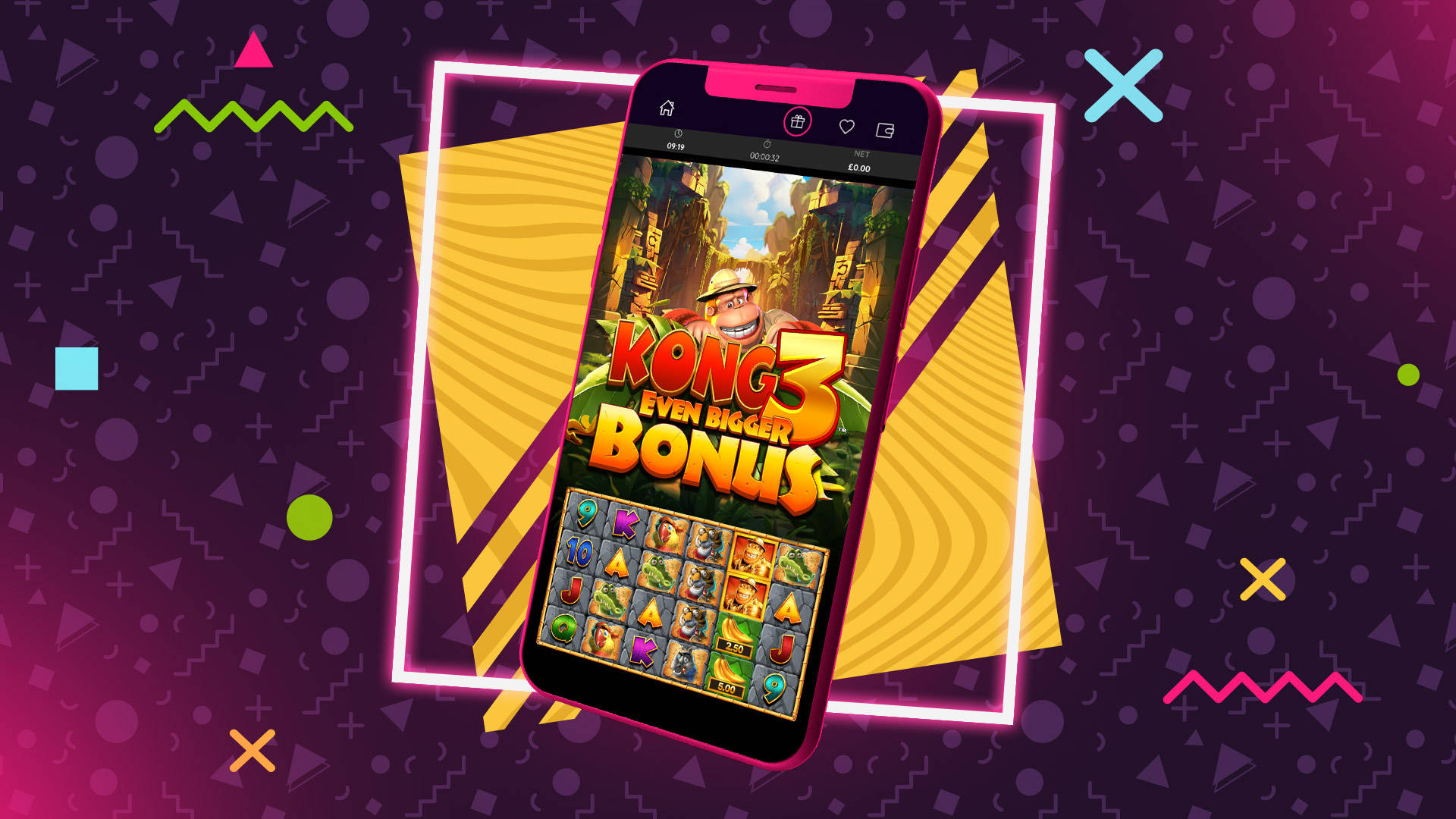 Mobile slot game featuring Kong 3 Even Bigger Bonus