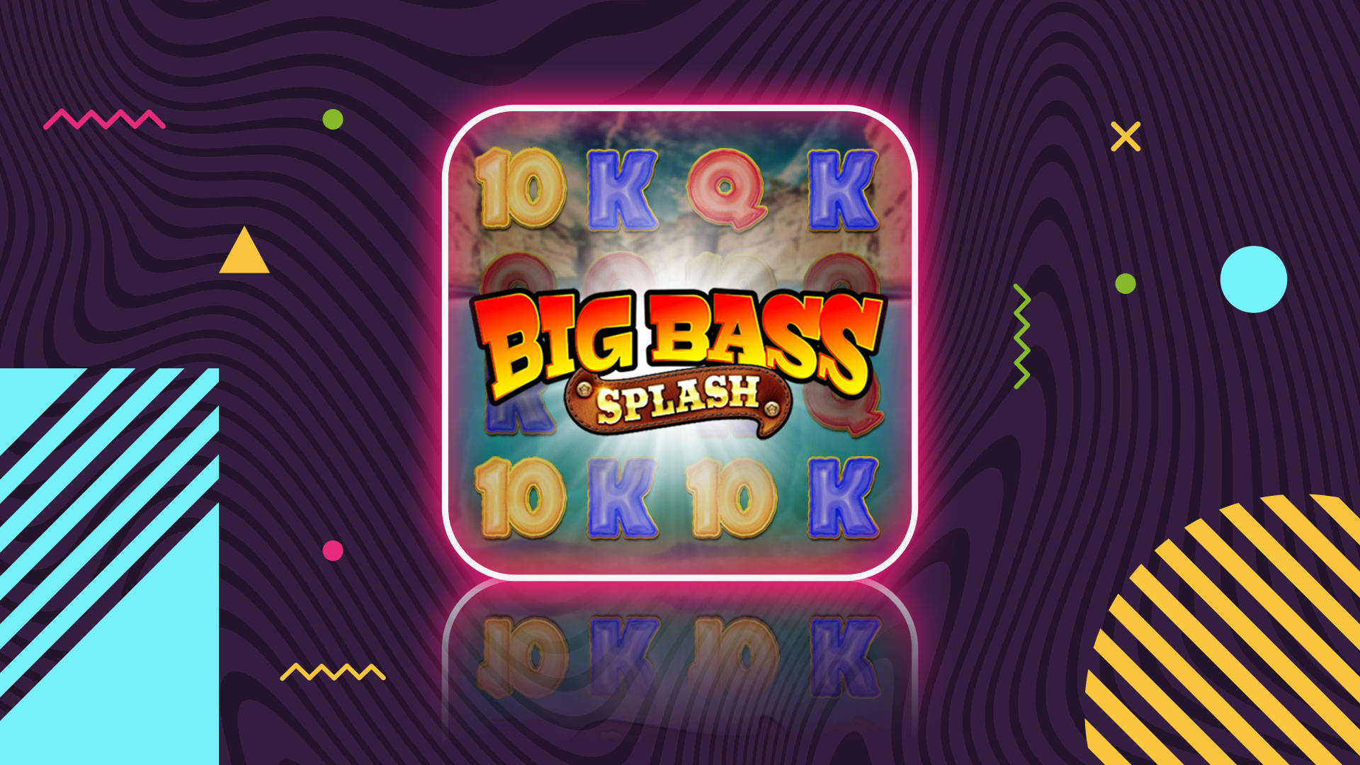 Drag queen in white outfit with gold accents, surrounded by floating coins and neon circles on a purple background.